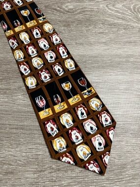 Vintage Nicole Miller Novelty Wine glass Men's silk Tie